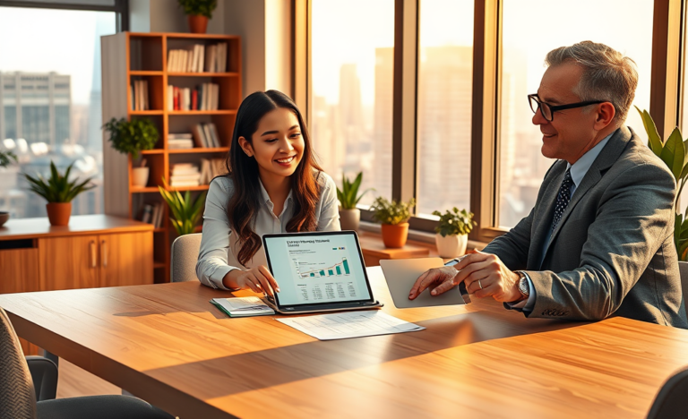 A diverse group of entrepreneurs discussing business funding options in a modern office setting.