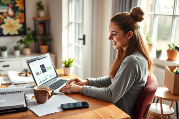 A person working on a laptop at home, exploring ways to earn extra money.