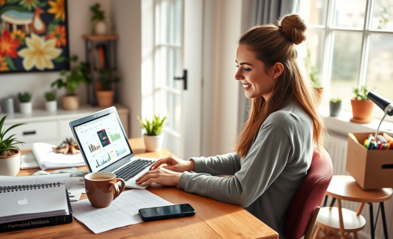 A person working on a laptop at home, exploring ways to earn extra money.