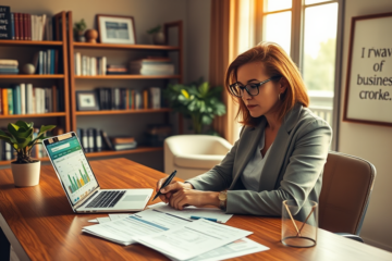 A self-employed individual reviewing their credit options and financial strategies.