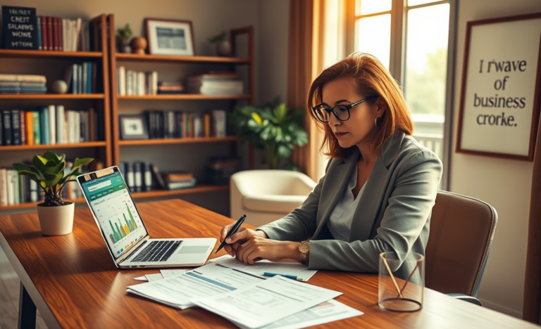 A self-employed individual reviewing their credit options and financial strategies.