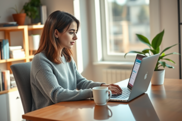 An individual using a laptop to apply for an online loan