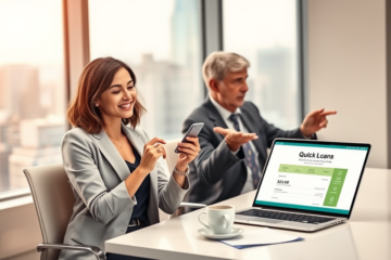 Illustration showing the process of quick loans and fast approval.