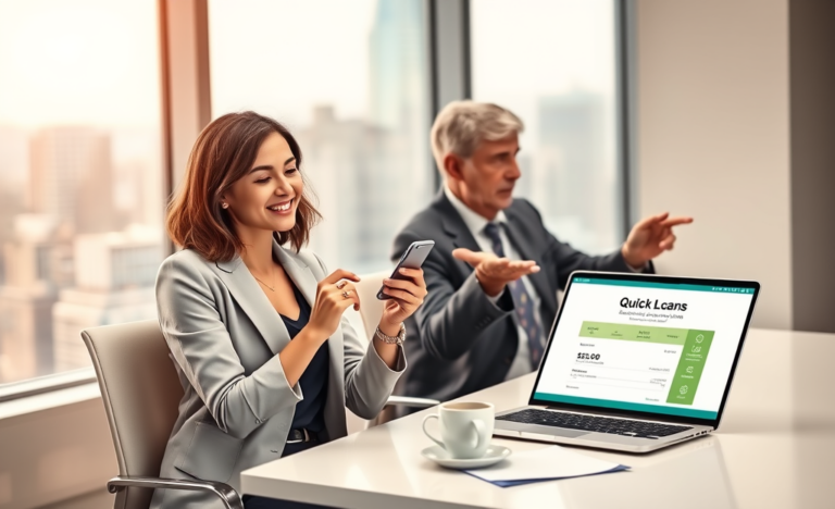 Illustration showing the process of quick loans and fast approval.